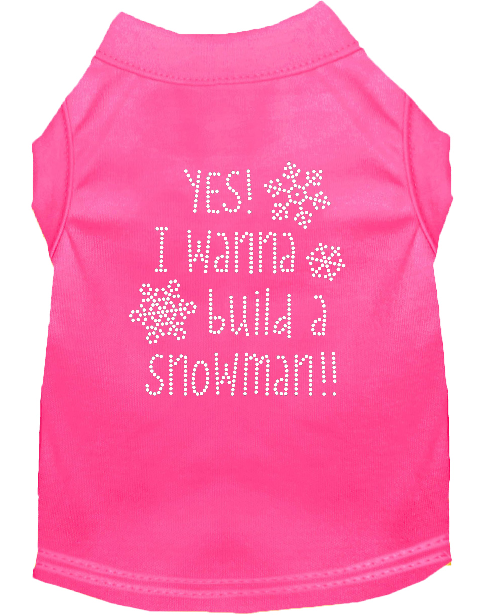 Yes! I want to build a Snowman Rhinestone Dog Shirt Bright Pink Lg